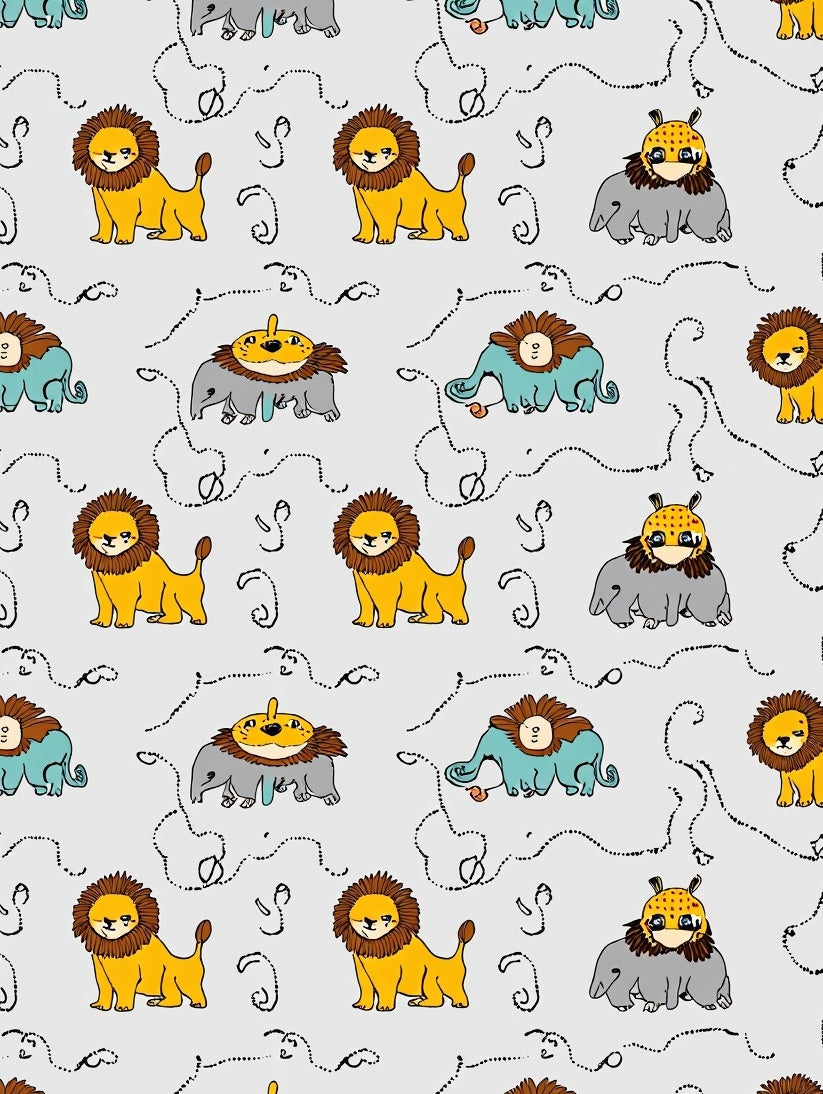 Charming Yellow Lion Elephant Circus Rug