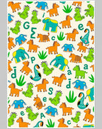 Cartoon Animals Playful Ivory Background Rug