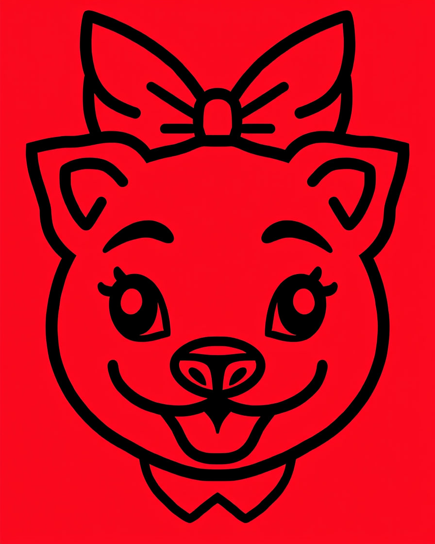 Cute Red Cat Bow Tie Face Rug