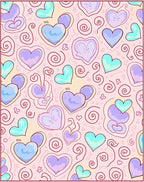 Pastel Hearts Swirl Whimsical Garden Rug