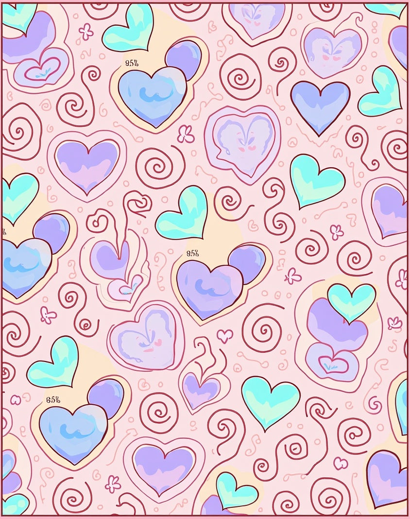 Pastel Hearts Swirl Whimsical Garden Rug