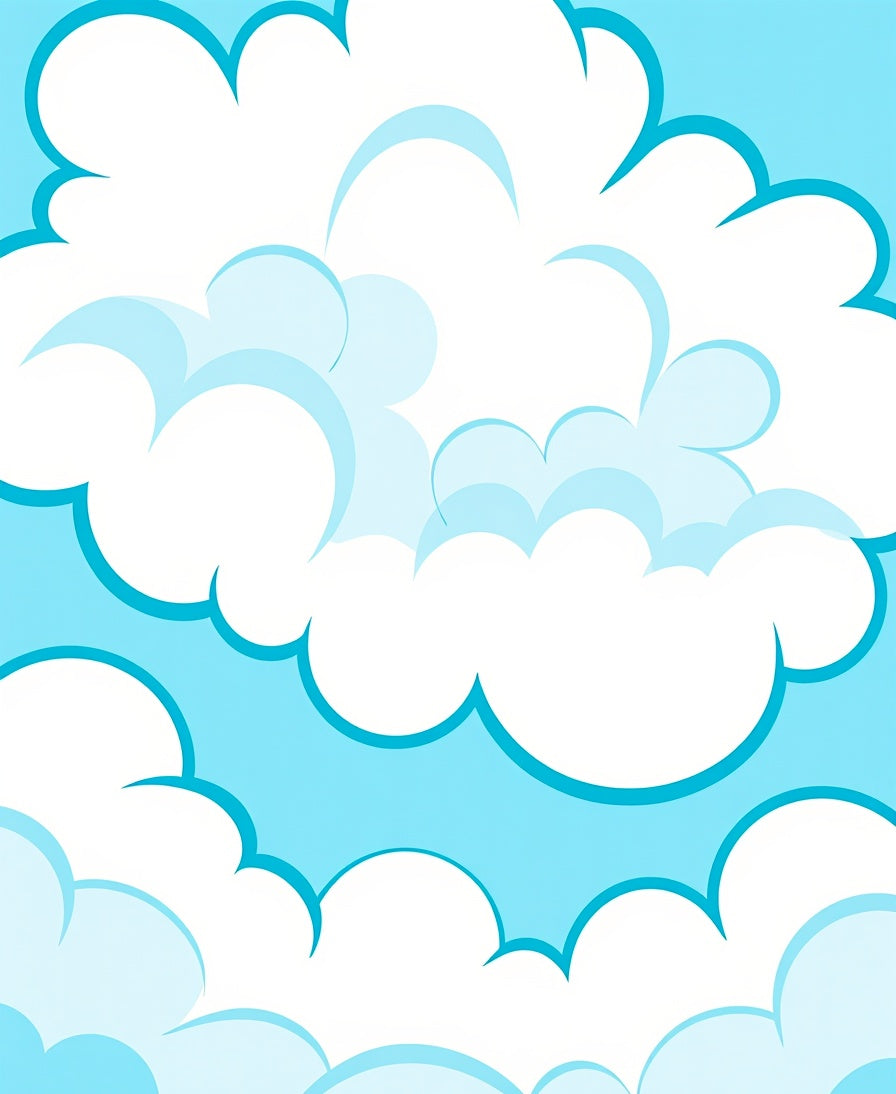 Stylized Blue Sky Cloudscape Rug