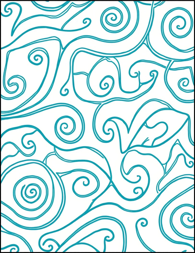 Aqua Swirl Abstract Whimsical Lines Rug