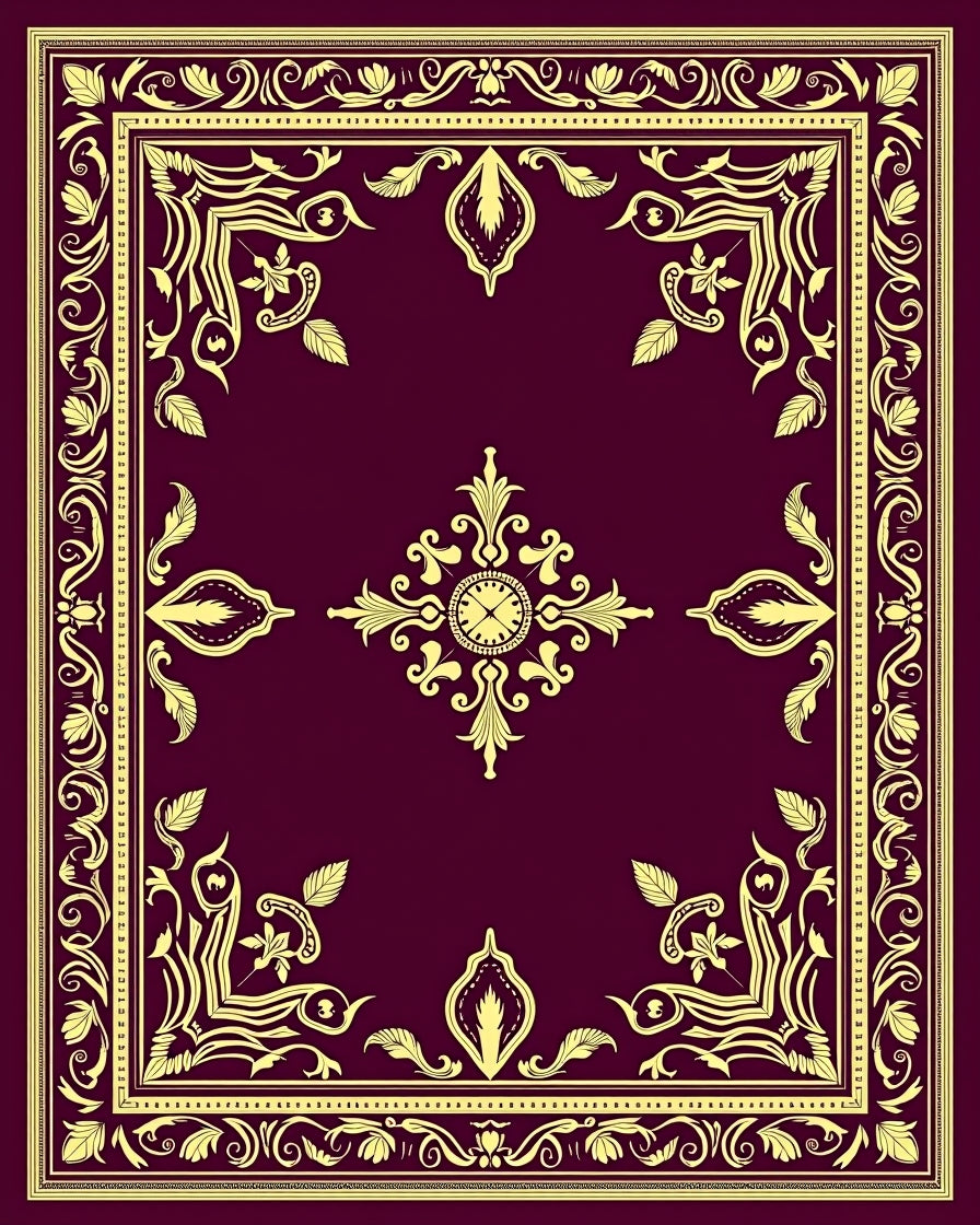 Regal Plum Gold Floral Medallion Rug
