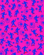 Radical Blue Figures Pink Background Rug