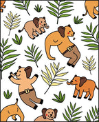 Playful Elephants With Tropical Leaves Rug
