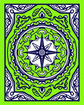 Lime Green Navy Compass Rose Mandala Rug