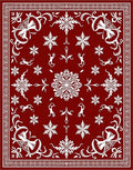 Crimson Snowflakes And Deer Folk Art Rug