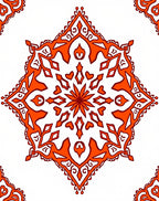 Orange Floral Sunburst Mandala Rug