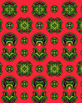 Vibrant Red Folk Art Medallion Rug