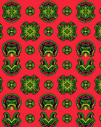 Vibrant Red Folk Art Medallion Rug
