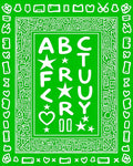 Bold Green Alphabet Border Design Rug