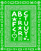 Bold Green Alphabet Border Design Rug