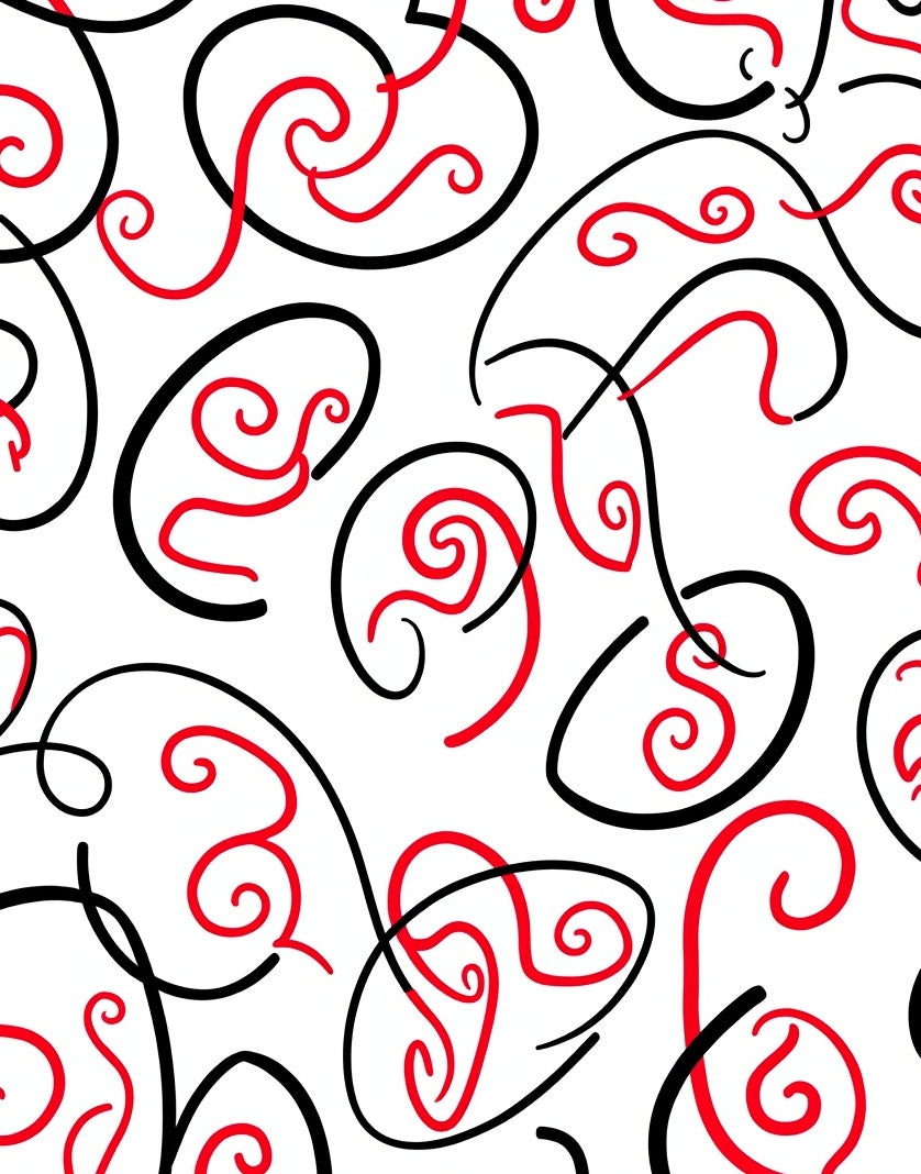 Bold Red Black Swirl Abstract Rug