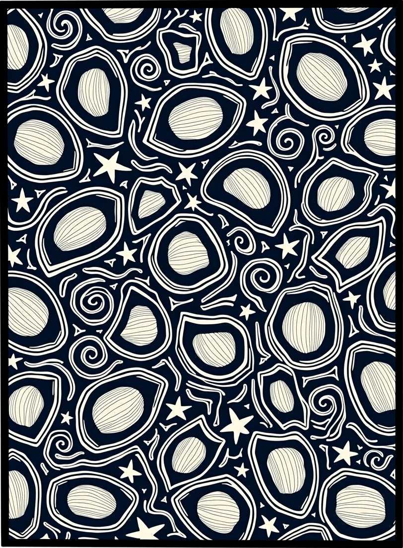 Dark Blue Cosmic Shell Star Rug