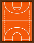 Orange Basketball Court Geometric Lines Rug