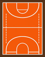 Orange Basketball Court Geometric Lines Rug