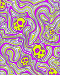 Psychedelic Yellow Skull Swirl Rug