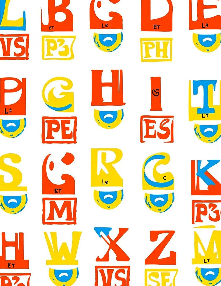 Volumetric Alphabet Splash Color Rug