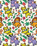 Whimsical Jungle Animals Fun Floral Rug