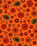 Orange Red Floral Medallion Leaf Rug