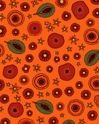 Orange Red Floral Medallion Leaf Rug