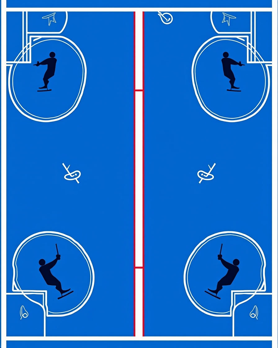Blue Water Ski Stencil Court Rug