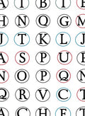 Alphabet Circles Red Blue Accents Rug