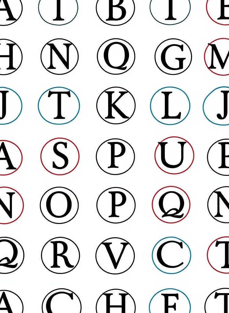 Alphabet Circles Red Blue Accents Rug