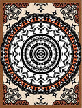 Bold Orange Black Mandala Medallion Rug