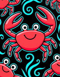 Cute Red Crab Swirls On Black Rug