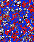 Surreal Red Blue Abstract Organism Rug