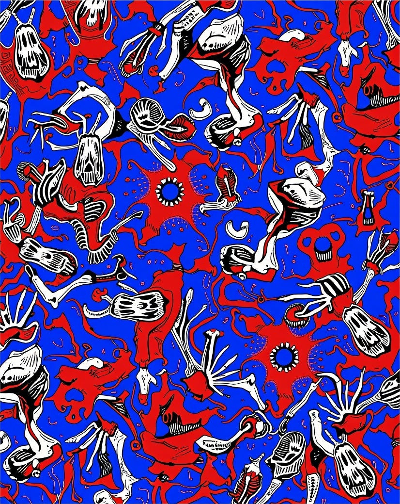 Surreal Red Blue Abstract Organism Rug