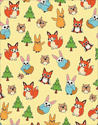 Whimsical Woodland Creatures Orange Fox Bunnies Owls Rug