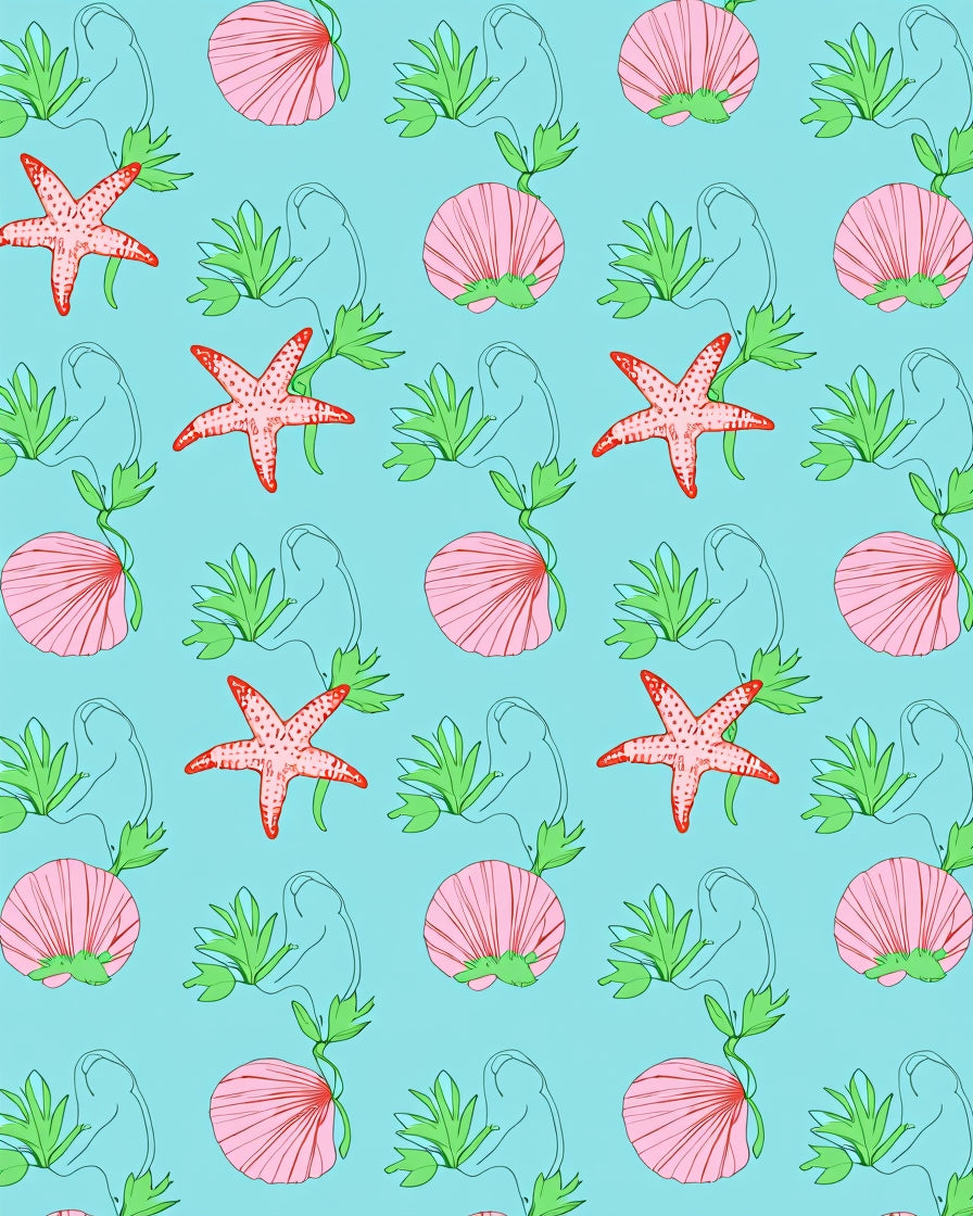 Coral Starfish And Scallop Garden Rug