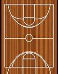 Wooden Basketball Court Lines Rug