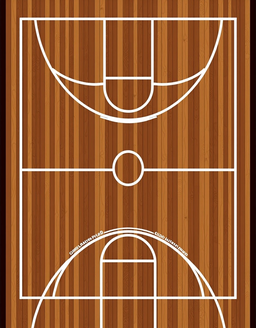 Wooden Basketball Court Lines Rug