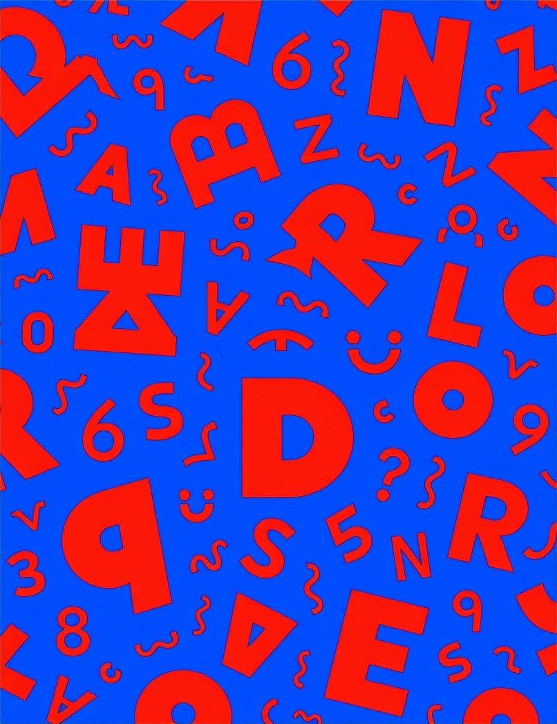 Red Alphabet Bold Blue Whimsical Spread Rug