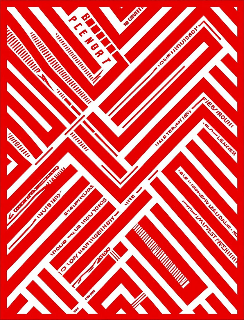 Vibrant Red Geometric Labyrinth Rug