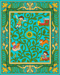 Whimsical Teal Garden Playtime Rug