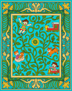 Whimsical Teal Garden Playtime Rug
