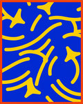 Bright Blue Yellow Organic Shapes Rug