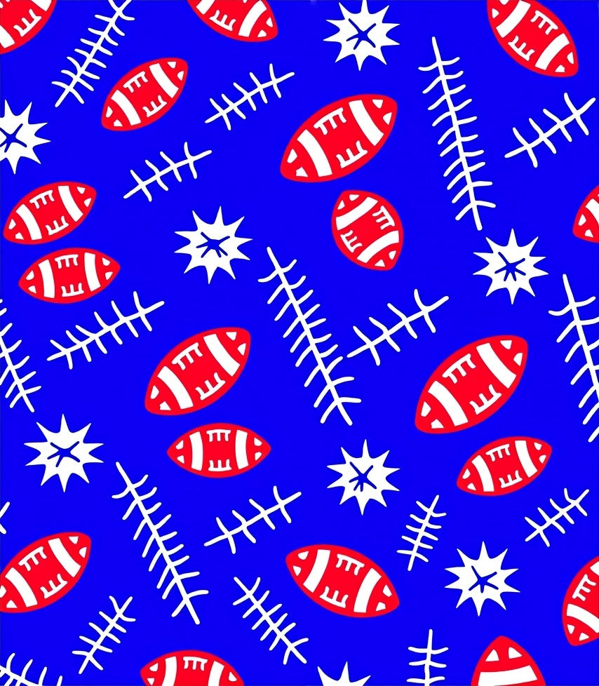 Red Football Star Branch Blue Rug