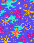 Vibrant Coral Starfish Undersea World Rug