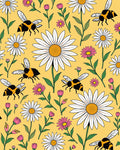 Bumblebees And Daisies Field Rug