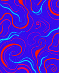 Bold Red Blue Swirls Abstract Rug