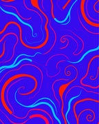 Bold Red Blue Swirls Abstract Rug