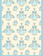 Whimsical Blue Character Repeating Pattern Rug