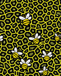 Black Yellow Bee Honeycomb Garden Rug