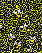 Black Yellow Bee Honeycomb Garden Rug